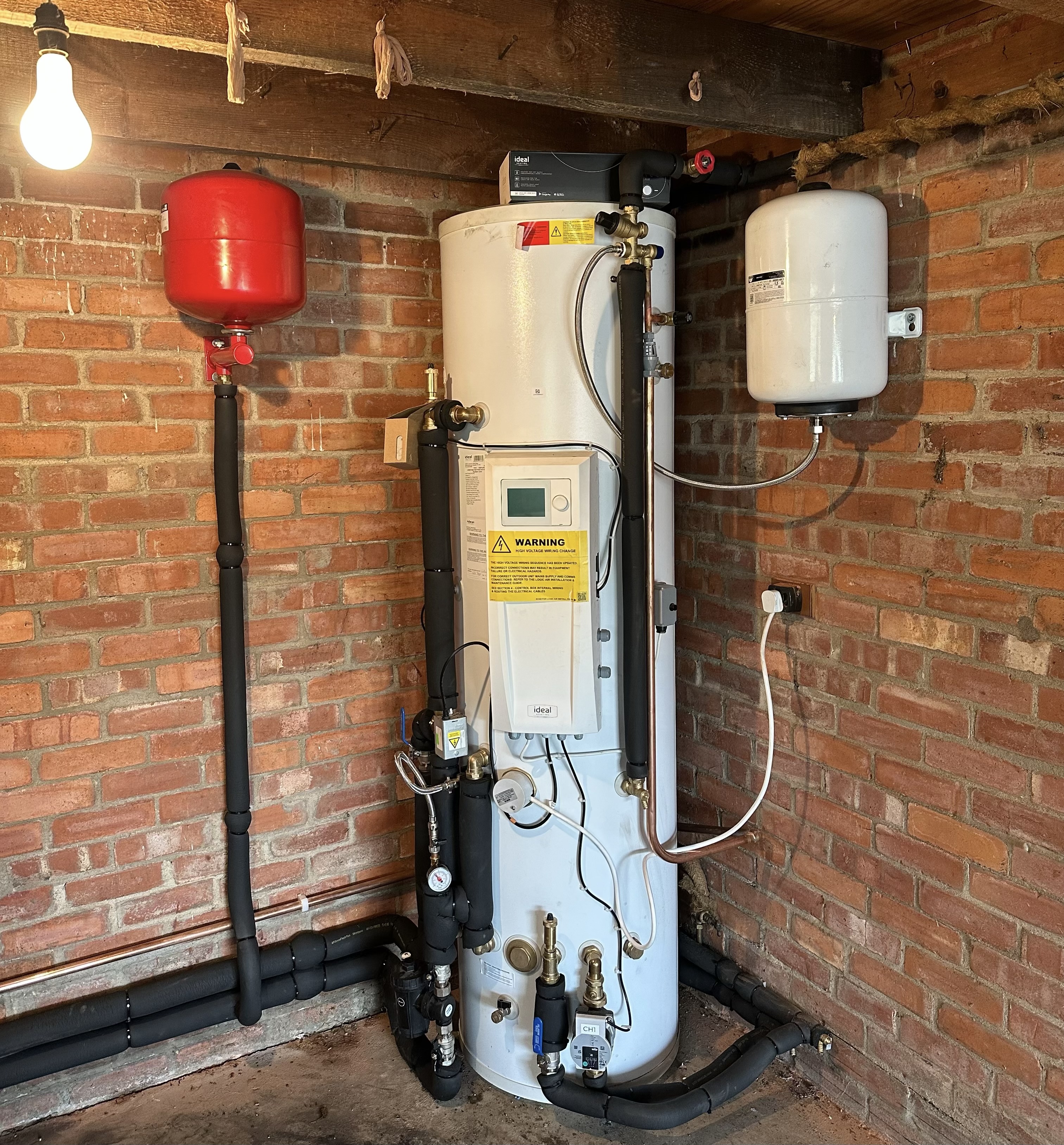 Domestic hot water cylinder and heating equipment installed by Pomona Eco Solutions