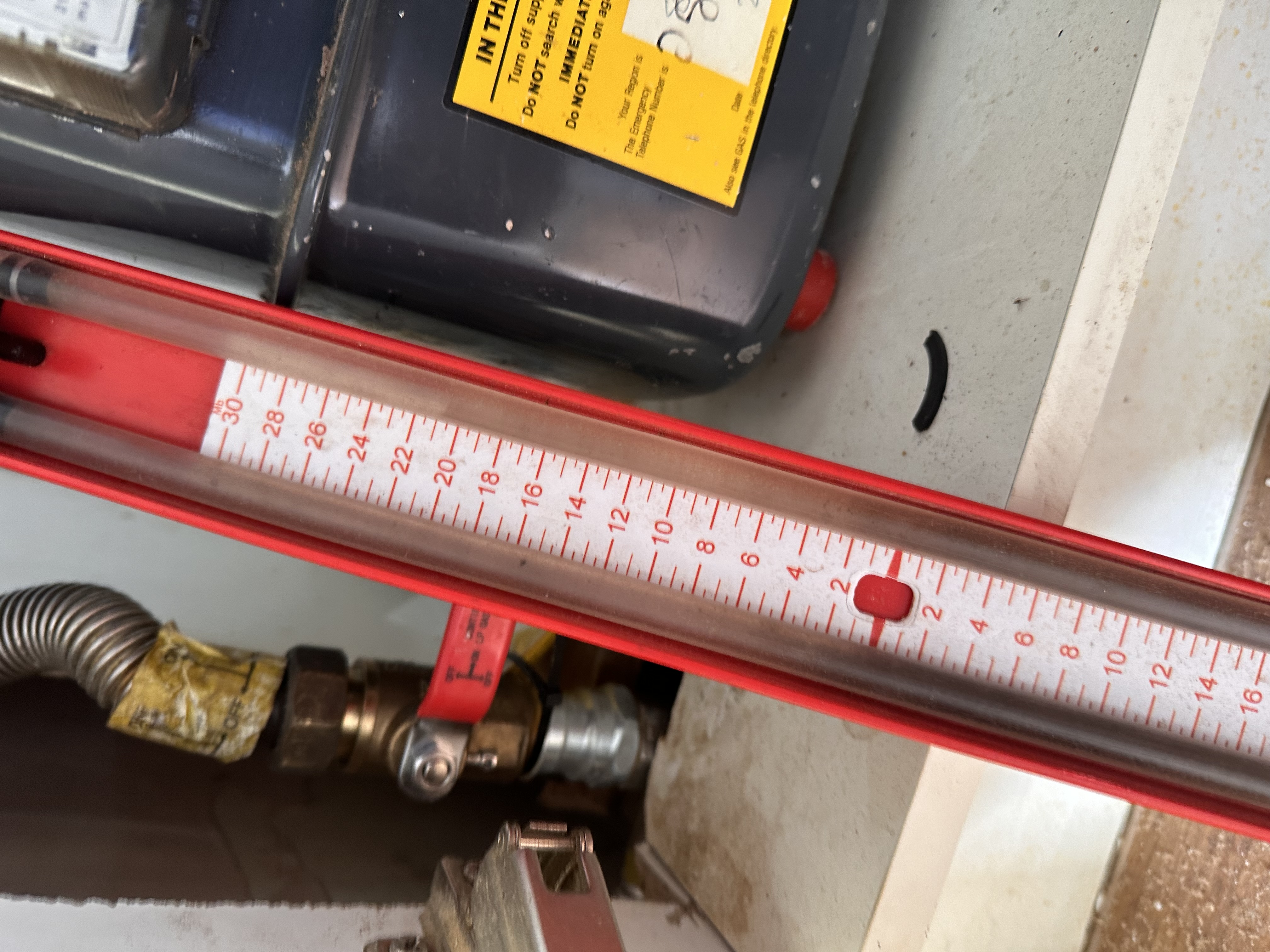 Gas pressure testing equipment used during landlord gas safety checks